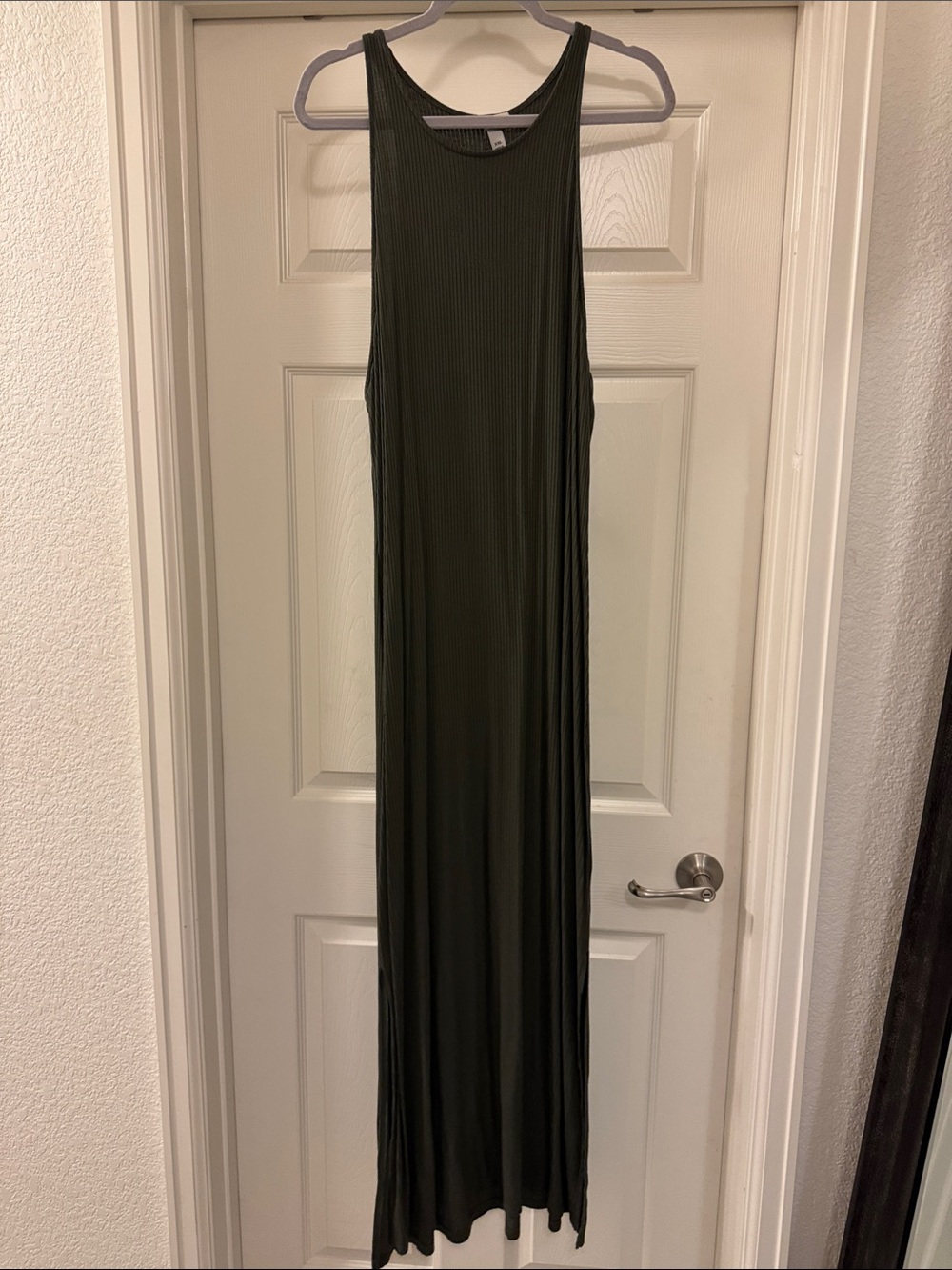 Olive Green Ribbed Maxi Dress
